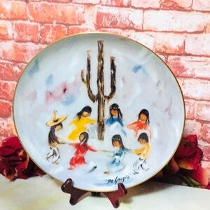 DeGrazia Limited Edition Southwestern Saguaro Dance 10”Porcelain Art Pla…